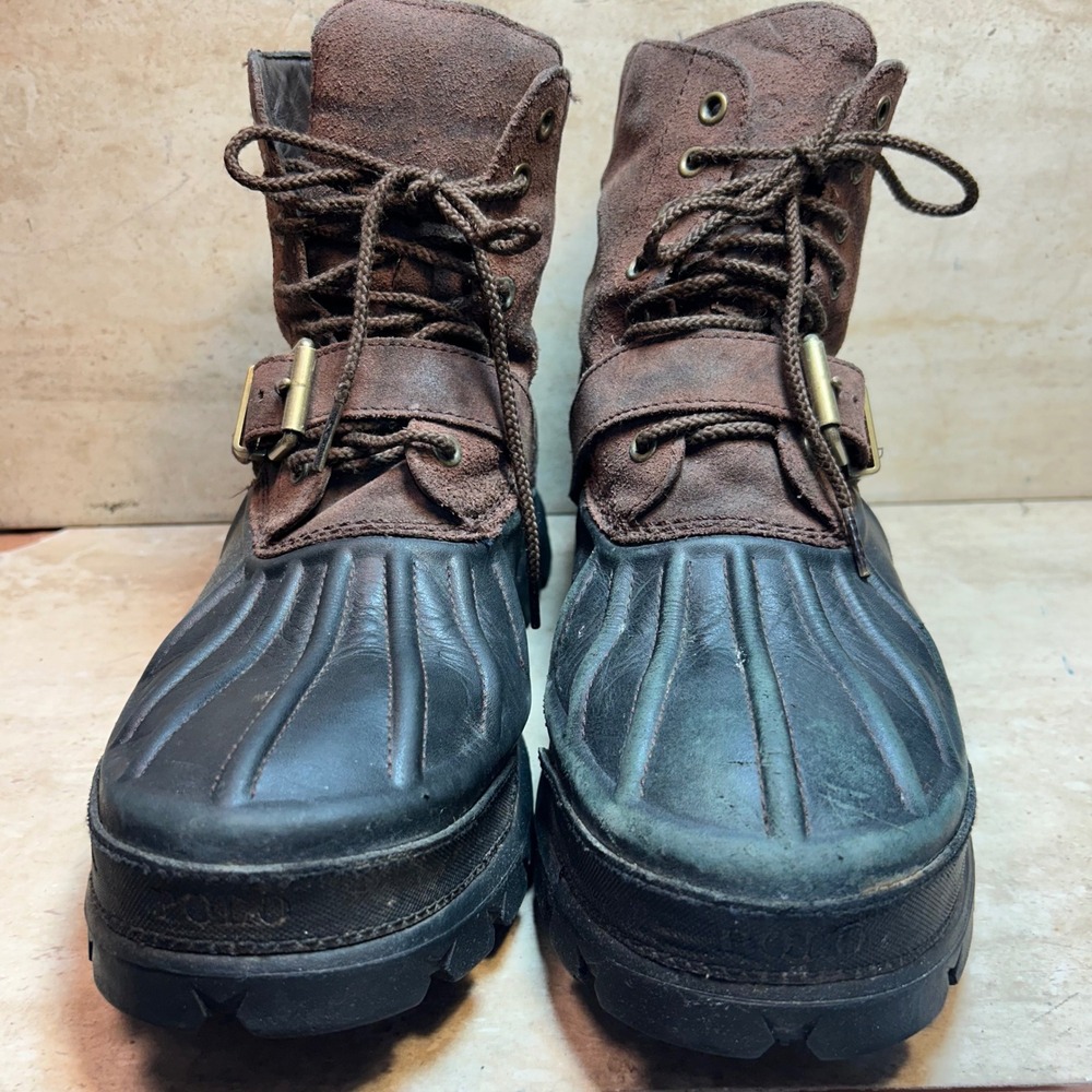 Polo Ralph Lauren‎ Oslo High BT WP Mens Brown Black Leather Duck Boots 11D